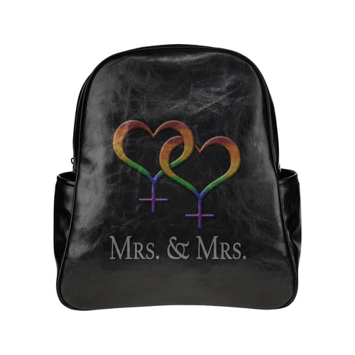 Mrs. and Mrs. Lesbian Pride Multi-Pockets Backpack (Model 1636)