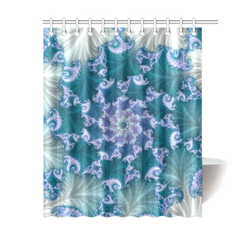 Floral spiral in soft blue on flowing fabric Shower Curtain 60"x72"