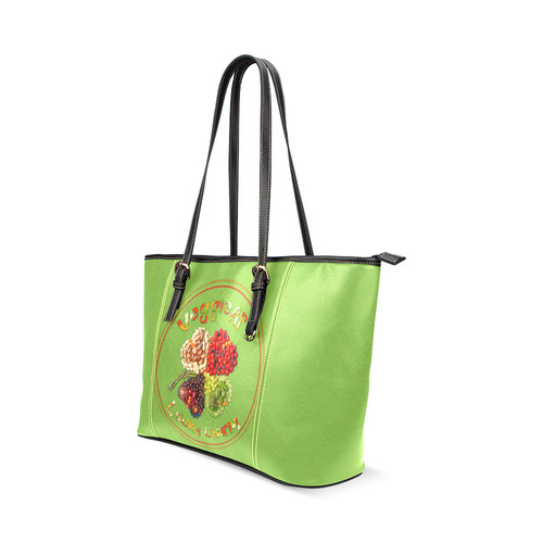 VeggieArt Lucky Charm Clover Leather Tote Bag/Small (Model 1640)
