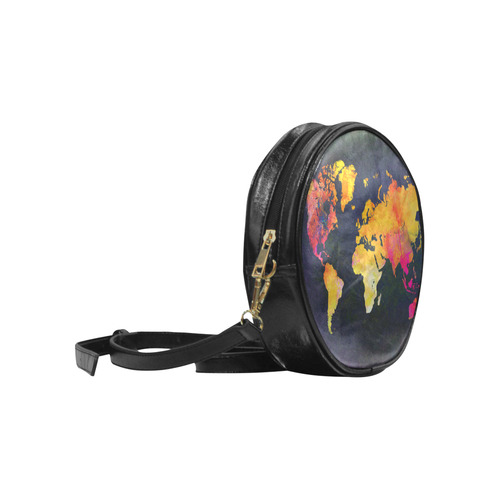 world map 31 Round Sling Bag (Model 1647)