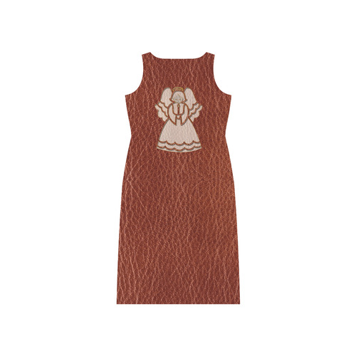 Leather-Look Christmas Angel Phaedra Sleeveless Open Fork Long Dress (Model D08)