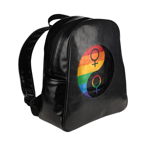 Lesbian Pride Yin and Yang Multi-Pockets Backpack (Model 1636)