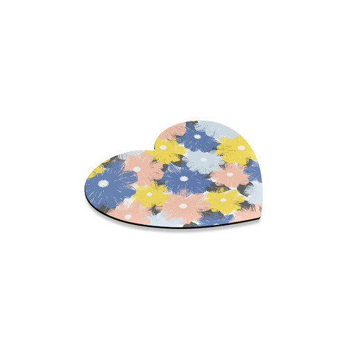 Yellow and Blue Spring Floral Heart Coaster