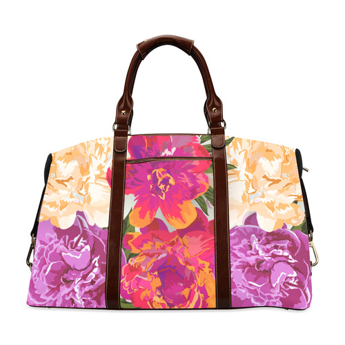 Pink Orange Beautiful Watercolor Floral Classic Travel Bag (Model 1643)