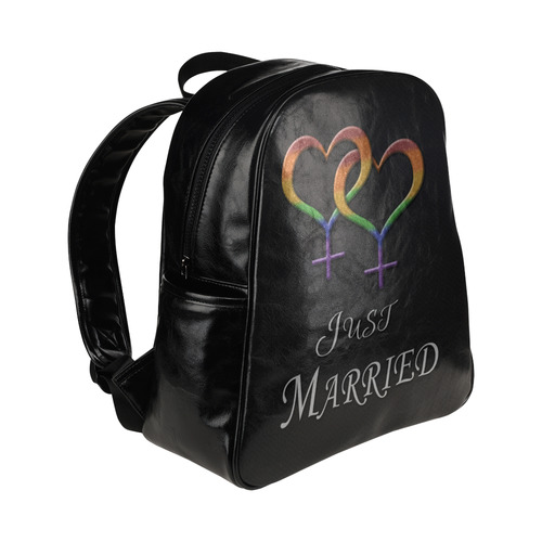 Just Married Lesbian Pride Multi-Pockets Backpack (Model 1636)