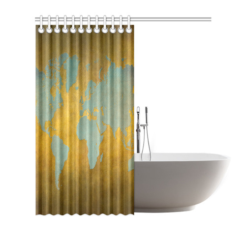 world map 34 Shower Curtain 66"x72"