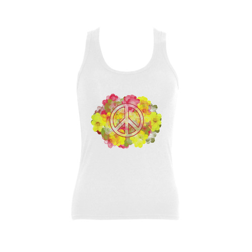 Flower Power Peace Women's Shoulder-Free Tank Top (Model T35)