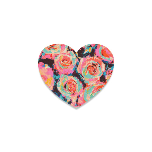 Pastel Painted Roses Heart Coaster