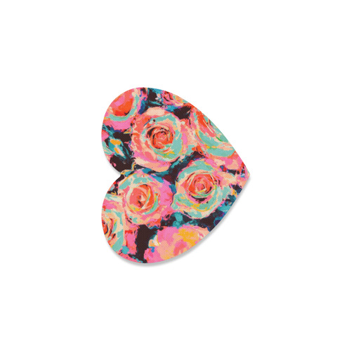 Pastel Painted Roses Heart Coaster