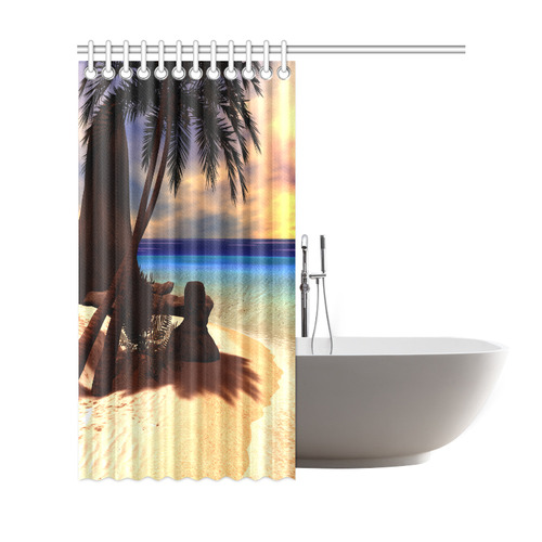 Awesome sunset over a tropical island Shower Curtain 69"x72"