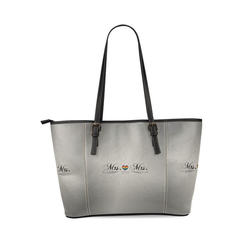 Mrs. & Mrs. Lesbian Design Leather Tote Bag/Large (Model 1640)