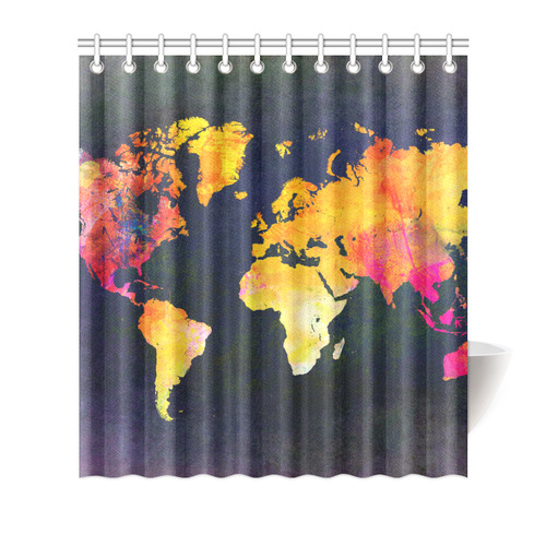 world map 31 Shower Curtain 66"x72"