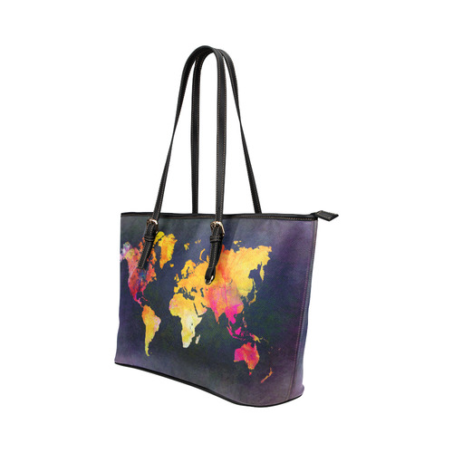world map 31 Leather Tote Bag/Large (Model 1651)