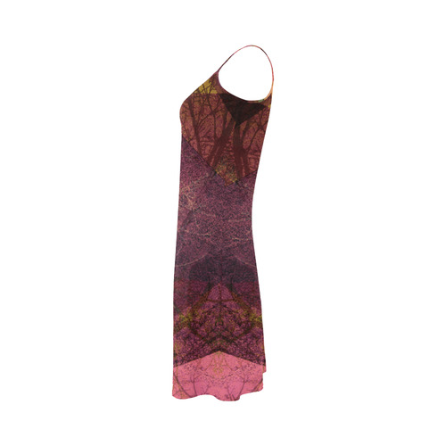 Maroon Pink PATTERN GARDEN NO5L_D18 Alcestis Slip Dress (Model D05)