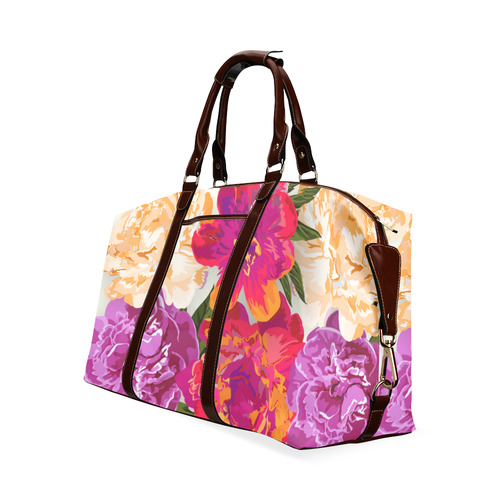 Pink Orange Beautiful Watercolor Floral Classic Travel Bag (Model 1643)