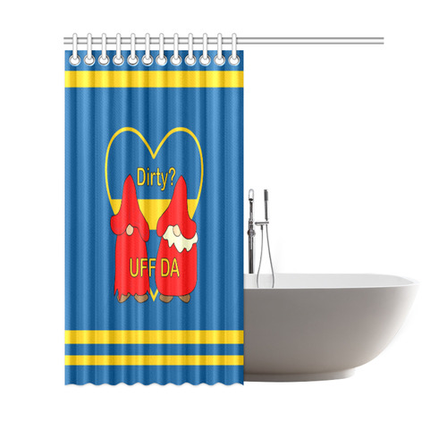 Dirty striped Swedish Uff Da Gnomes Tomte Nisser Shower Curtain 69"x70"