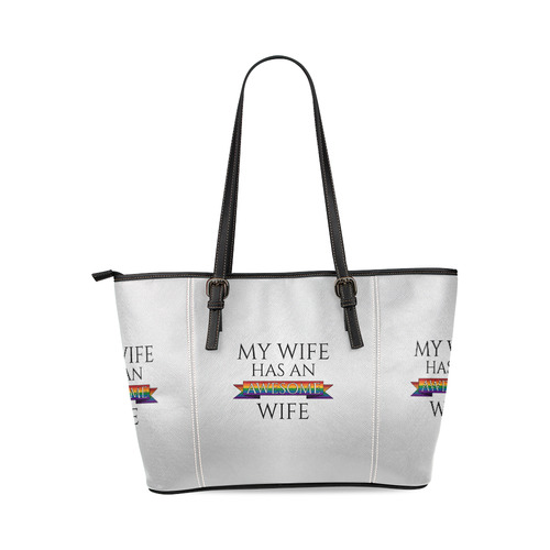 My Wife Has an Awesome Wife Leather Tote Bag/Large (Model 1640)