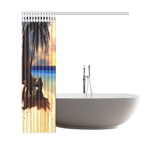 Awesome sunset over a tropical island Shower Curtain 69"x72"