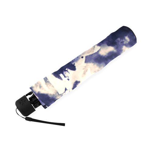 abstract floral in deep blue Foldable Umbrella (Model U01)