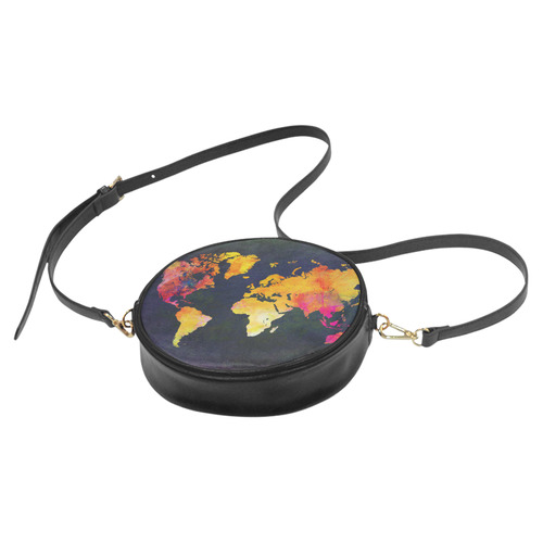 world map 31 Round Sling Bag (Model 1647)