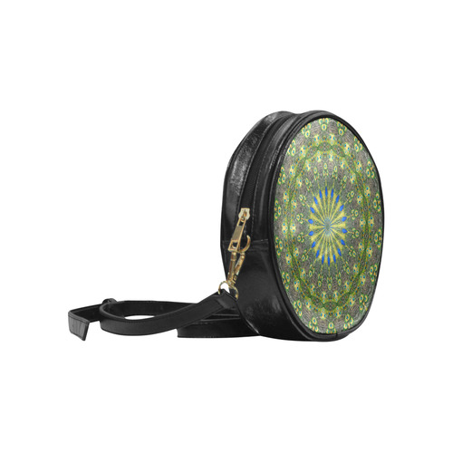 Peacock Feathers Mandala Abstract 1 Round Sling Bag (Model 1647)