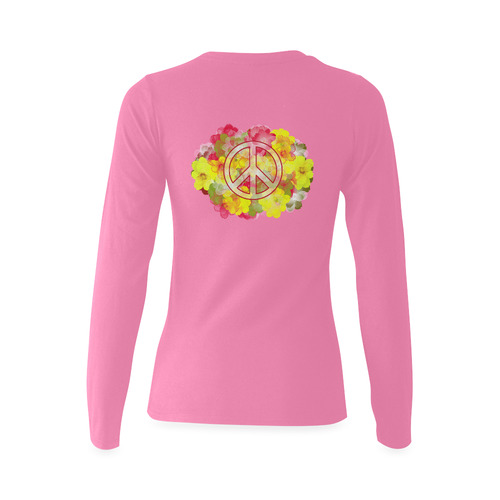 Flower Power Peace Sunny Women's T-shirt (long-sleeve) (Model T07)