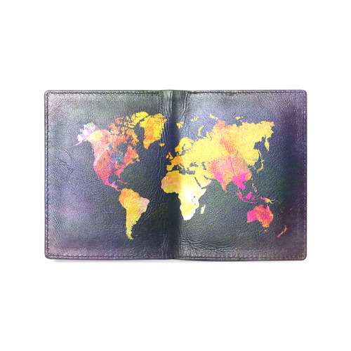 world map 31 Men's Leather Wallet (Model 1612)