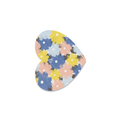 Yellow and Blue Spring Floral Heart Coaster