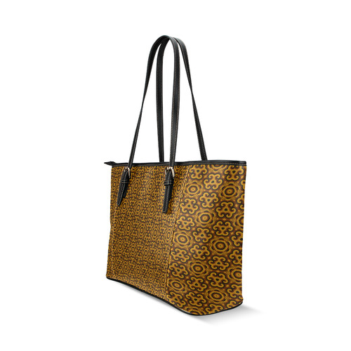 Gold Fancy Pattern Leather Tote Bag/Small (Model 1640)