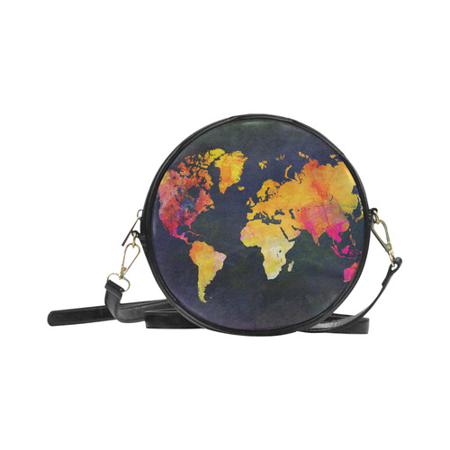 world map 31 Round Sling Bag (Model 1647)
