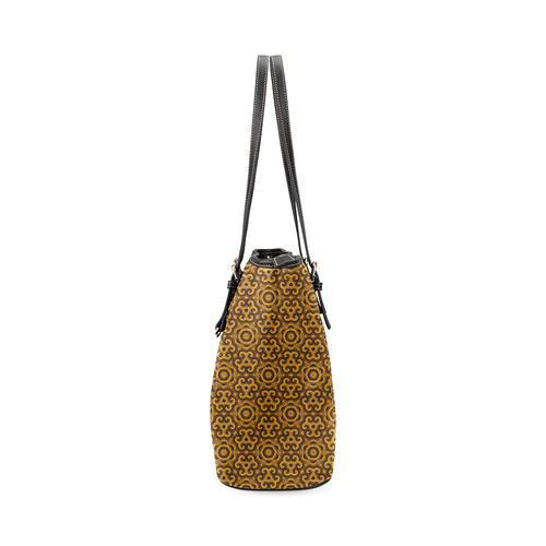 Gold Fancy Pattern Leather Tote Bag/Small (Model 1640)