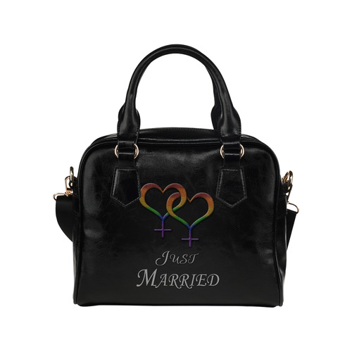 Just Married Lesbian Pride Shoulder Handbag (Model 1634)