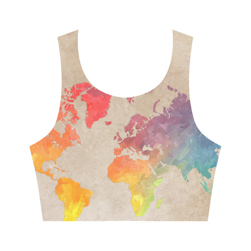 world map Women's Crop Top (Model T42)