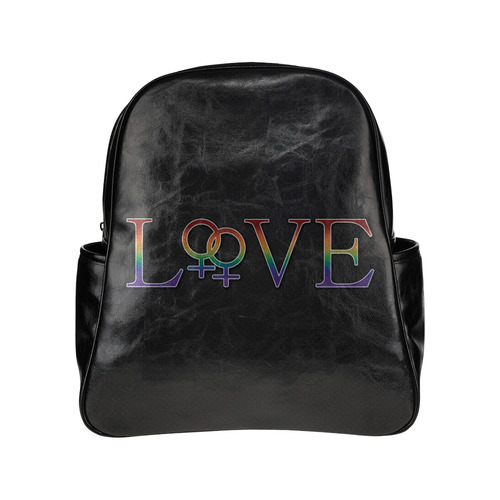 Lesbian Pride Rainbow love Multi-Pockets Backpack (Model 1636)