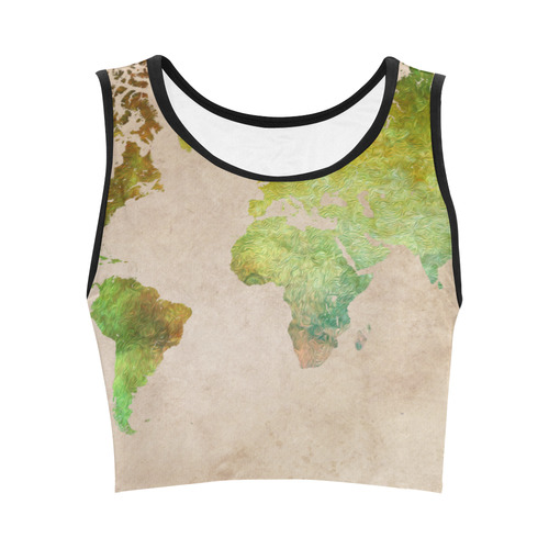 world map 32 Women's Crop Top (Model T42)