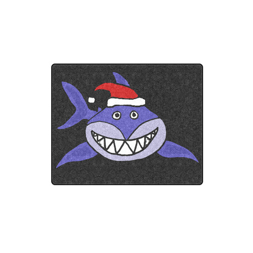 Funny Christmas Shark in Santa Hat Blanket 40"x50"