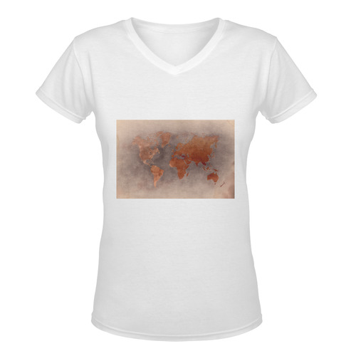 world map 29 Women's Deep V-neck T-shirt (Model T19)