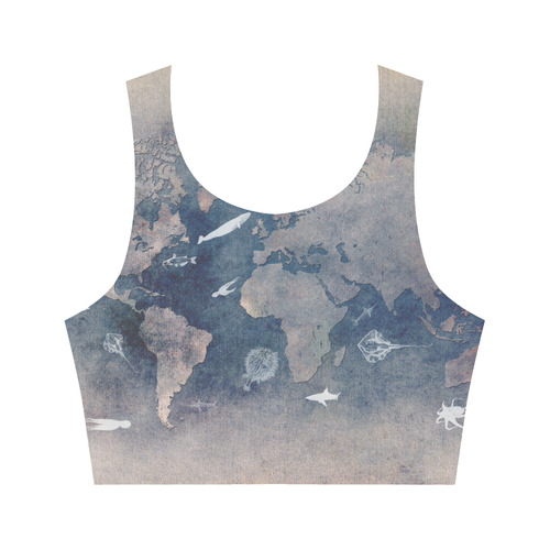 world map 26 Women's Crop Top (Model T42)