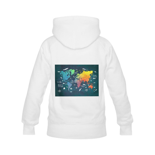 world map Women's Classic Hoodies (Model H07)