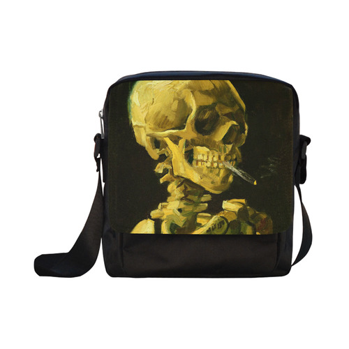 Van Gogh Skull With Burning Cigarette Crossbody Nylon Bags (Model 1633)