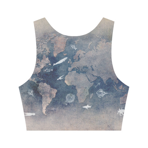 world map 26 Women's Crop Top (Model T42)