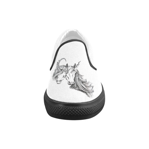 conjoined unicorns men's slip on canvas shoes Men's Slip-on Canvas Shoes (Model 019)