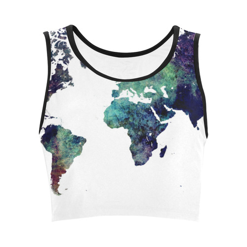 world map 12 Women's Crop Top (Model T42)