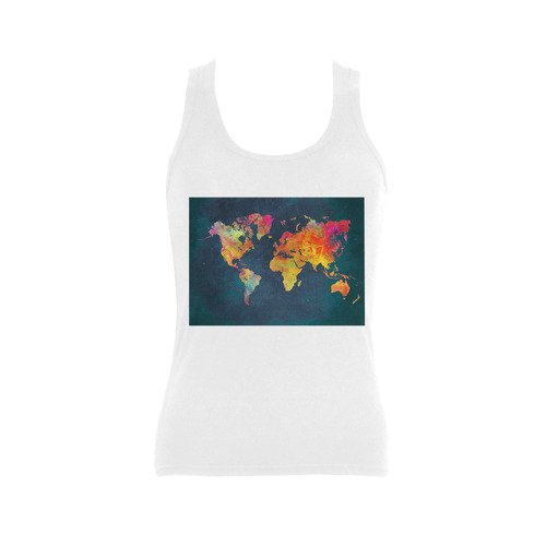 world map 16 Women's Shoulder-Free Tank Top (Model T35)