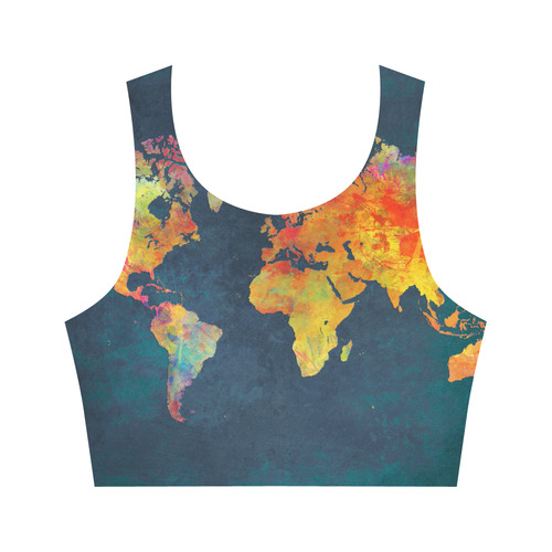 world map 16 Women's Crop Top (Model T42)