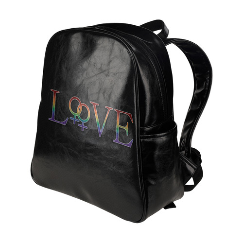 Lesbian Pride Rainbow love Multi-Pockets Backpack (Model 1636)