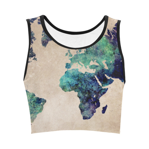 world map Women's Crop Top (Model T42)