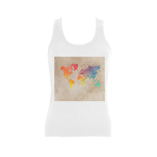 world map Women's Shoulder-Free Tank Top (Model T35)