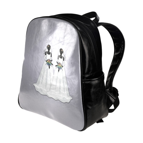 A-Line Dress Lesbian Brides Multi-Pockets Backpack (Model 1636)