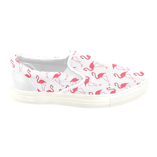 Pink flamingo Women's Unusual Slip-on Canvas Shoes (Model 019)